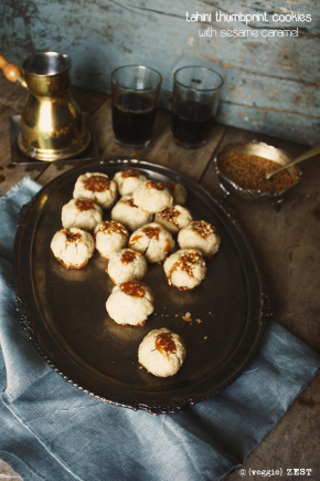 Tahini thumbprint cookie